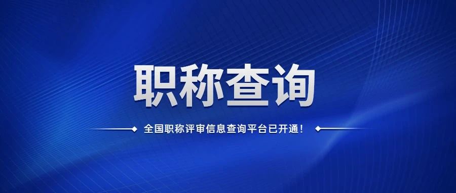 即刻查询！“全国职称评审信息查询平台”正式上线，个人或企业都可登陆访问！